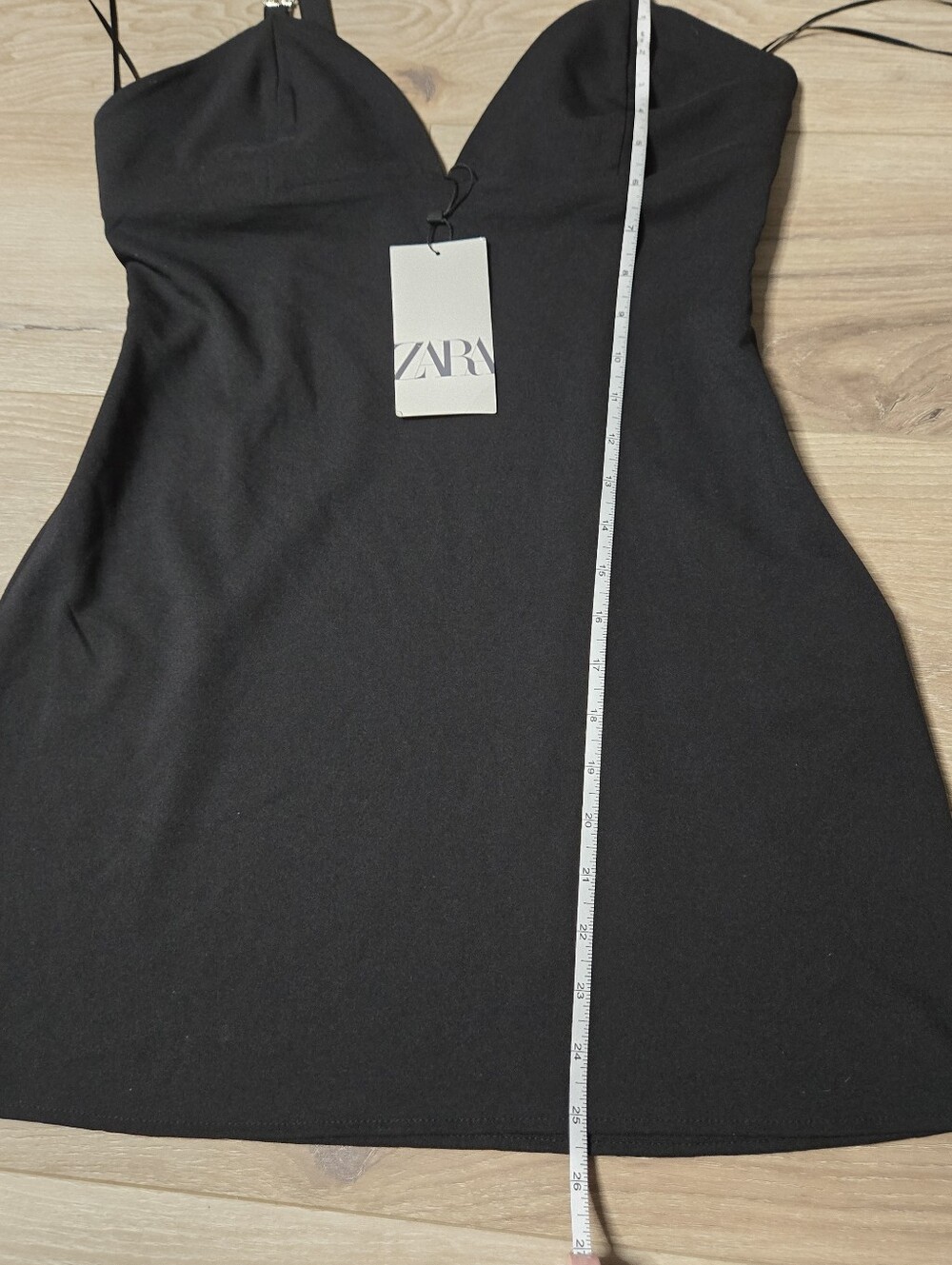 ZARA Black Mini Dress with Rhinestone Straps - Size L - Picture 4 of 6